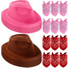 24 Pieces Western Cowboy Hat Set, Felt Cowboy Themed Party Hats with Paisley ...