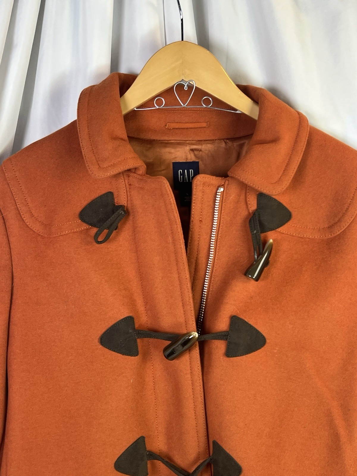 Gap Long Sleeve Zip Orange Jacket Toggle Pea Coat… - image 3