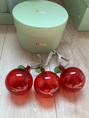 Iittala Glass Apple Ornament Set 3pcs Scandinavian Design Decorative Collectible