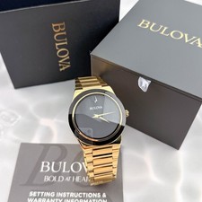 Bulova 97A183 Men's Modern Millennia Gold-Tone Black Dial Bracelet Watch 41mm - Image 3