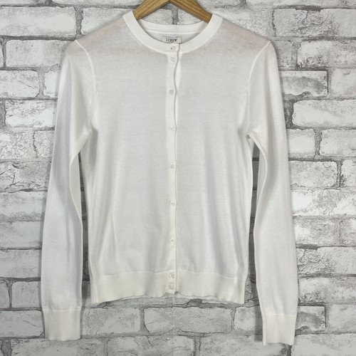 J.CREW FACTORY NWT Cotton Women's Classic White Cardigan Sweater SMALL E5957