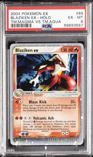 2004 POKEMON EX TEAM MAGMA VS TEAM AQUA #89 BLAZIKEN EX-HOLO PSA 6