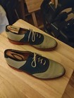 Vtg Walk -over Saddle Shoes Mens 8.5  Tan Navy  Brick Sole Oxfords — photo 3