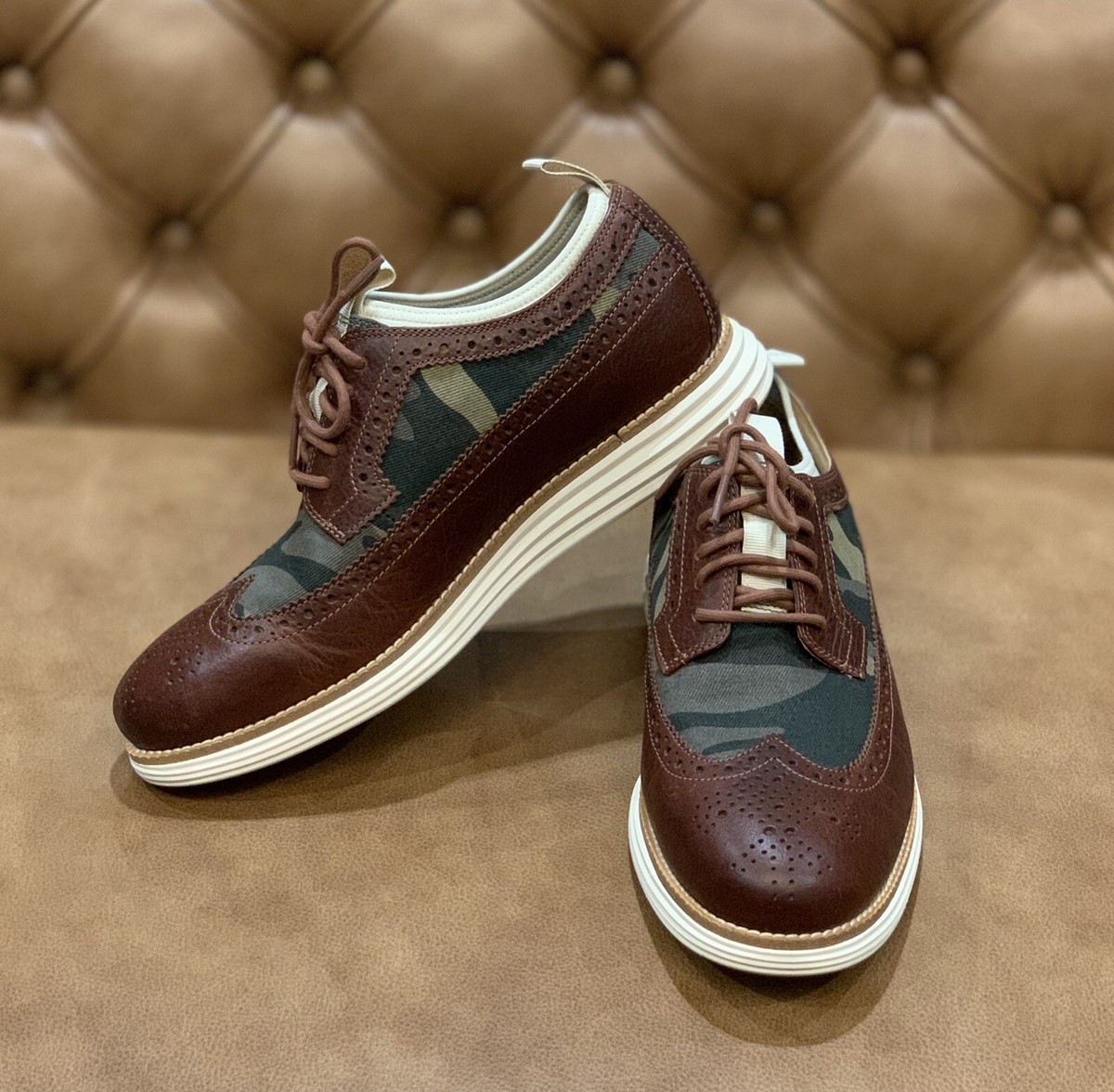 Cole Haan Original Grand Longwing Neoprene Dress Shoes Men’s 10.5 M Oxford Camo Camouflage Brown Dress Shoes for Men for sale | eBay main image 2