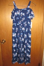 NWT Justice Girl's blue Floral Maxi Dress Size 10 Long Flower Ruffle Sleeve