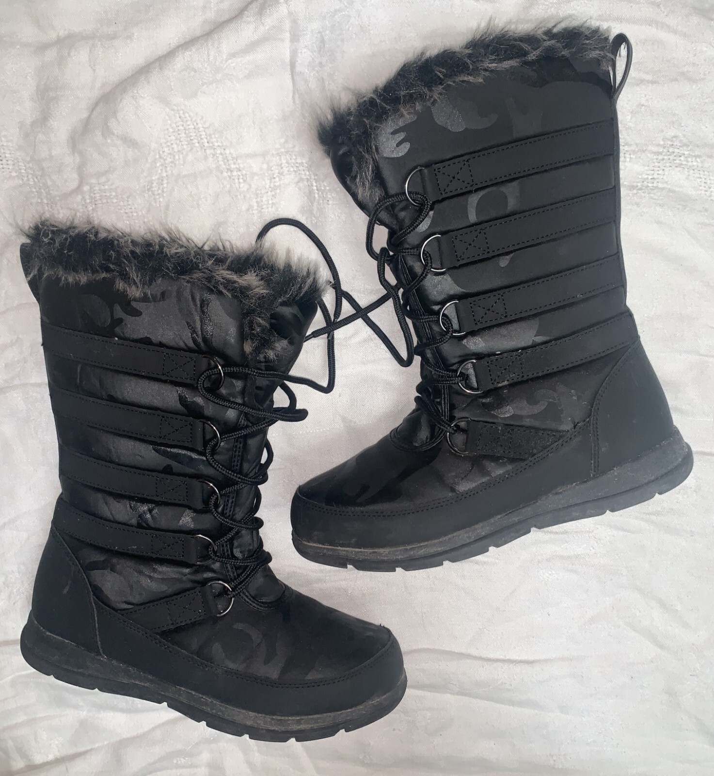 Quest Women's Black Arctic Storm Lined & Fur Trimmed Winter Snow Boots