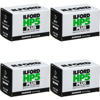4 Rolls Ilford HP5 Plus 400 36 Exposure 400 ISO Black and White Negative Film