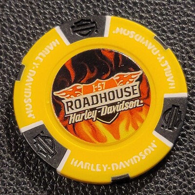 ROADHOUSE HD ~ ILLINOIS (Yellow/Black Full Color) Harley Davidson Poker Chip