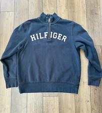 Vintage Classic Blue Men's Tommy Hilfiger Half Zip Pull Over Sweatshirt Size S
