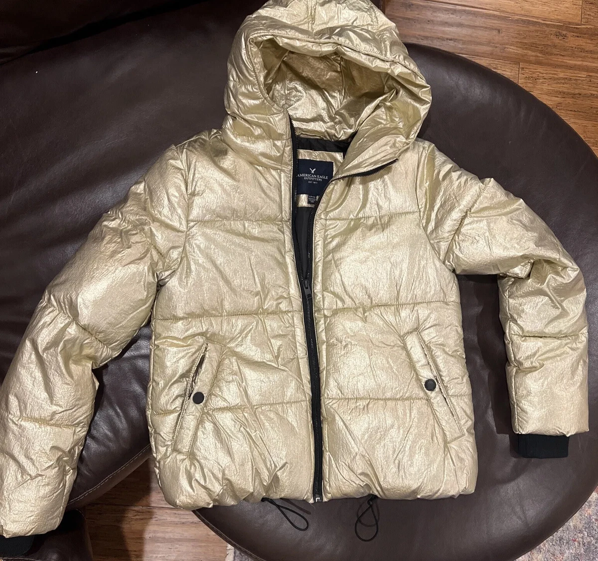 american eagle gold puffer jacket