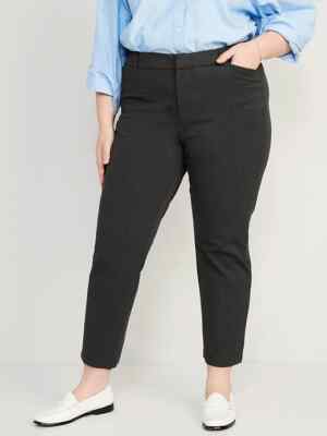 Old Navy High Rise Pixie Straight Ankle Pants Womens 16 Heather Gray Stretch NEW