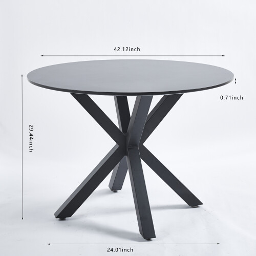 42.1" Black Color Table Mid-century Modern Round Pedestal Dining Table Coffee - Picture 9 of 9