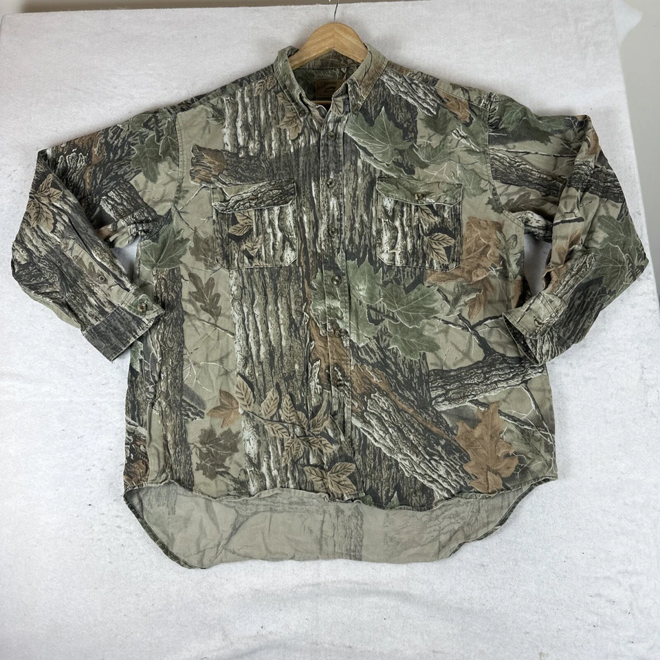 Vintage Duxbak Realtree Camo Hunting Button Up Canvas Shirt Mens XL - Image 3 of 4