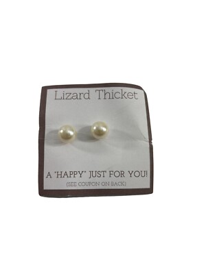 Lizard Thicket Faux Pearl Studs .75'' Across New on Card
