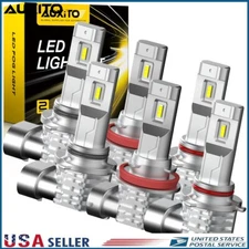 AUXITO 9005 9006 H11 LED Combo Headlight High Low Beam Bulb White Fog Light Kit