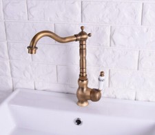 Antique Brass Ceramic Handle Swivel Kitchen Basin Faucet Sink Mixer Tap 2sf117
