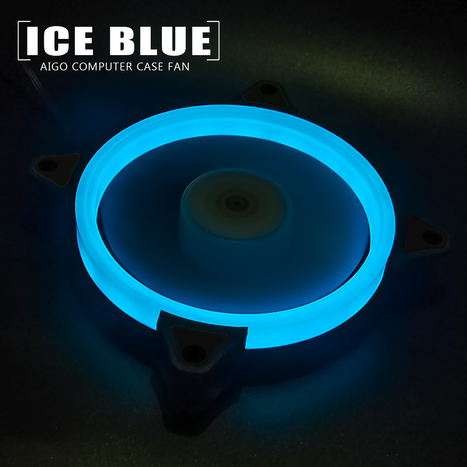 2 Pack Aigo Ice Blue Halo 140mm LED PC Computer Case Cooling Neon Clear