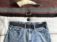 Levi's Leather Belt 35"- 39" Made Italy Brown Vintage Metal Buckle Two Horse