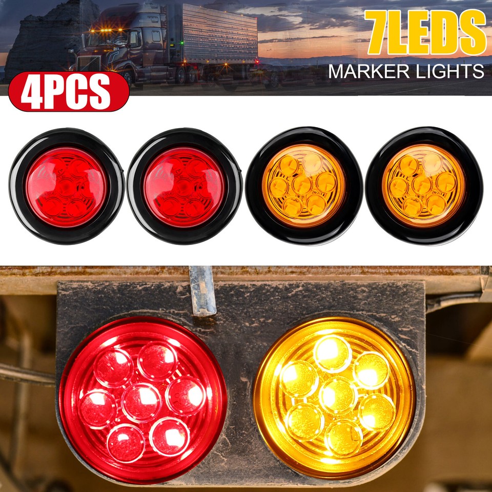 Bopfimer 4X LED 2.5 Inch Oval Clearance Side Marker Lights For Trailers & Trucks – 2 Diode, Clear Lens