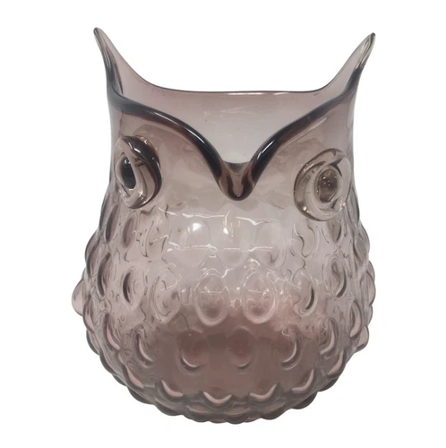 Vintage Retro BLENKO OWL Amethyst PURPLE Bubble Hobnail Glass 7” Vase Pitcher