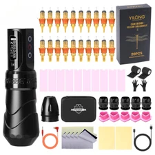 55PCS Wireless Tattoo Machine Pen Coreless Motor 4.0/3.5MM Stroke Mix Needle Lot