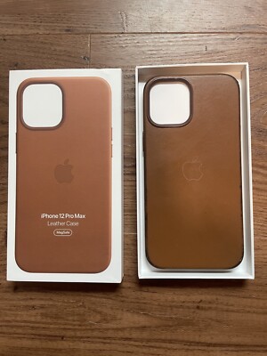 Original Apple Leather Case w/ MagSafe for iPhone 12 Pro Max. Saddle Brown. USED