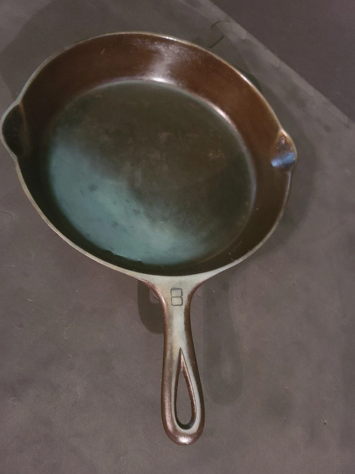 Vintage 10.5" Diameter Cast Iron Skillet With Large Number 8 On Fat Handle