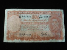 Australian 1942 Armitage Mcfarlane Ten Shillings Banknote (AB03) .