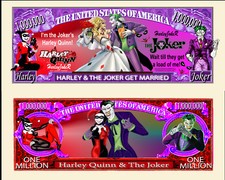 OUR HARLEY QUINN & THE JOKER GET MARRIED DOLLAR BILL (25 Bills)