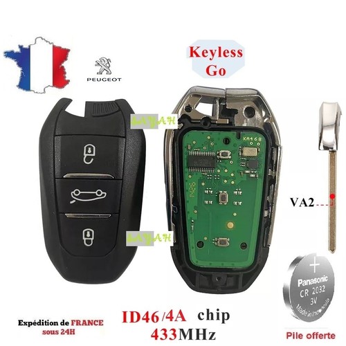 Clé Vierge Complète Keylessgo 4A AES HU83 Pr Peugeot 208 308 - Foto 5
