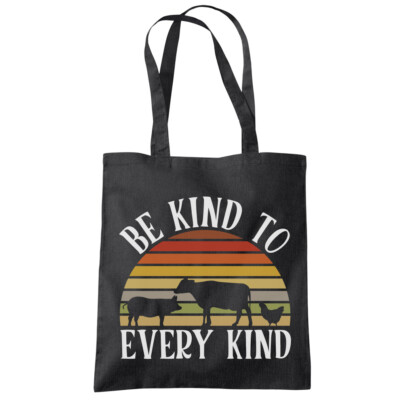Be Kind To Every Kind Tasche Einkaufstasche Vegan Vegetarisch Retro Geschenk Tiere