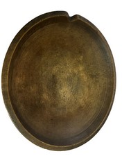 Large Brown Wooden bowl with notch in it