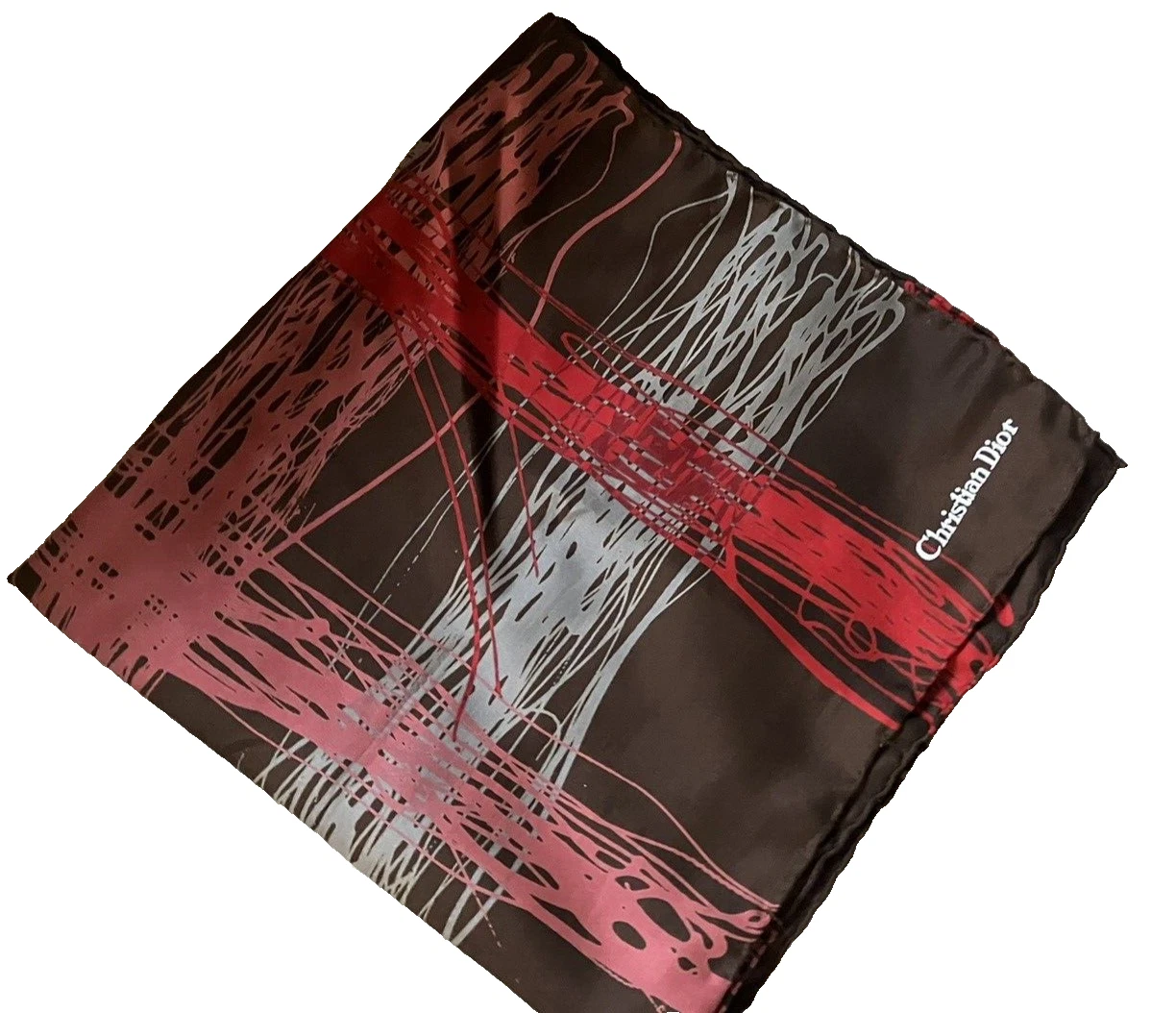 Foulard vintage Christian Dior soie trotteur poche carré 18