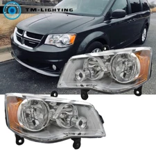 Pair Headlights For Dodge Grand Caravan 2011-2017 2018 19 Chrome LH&RH Headlamps