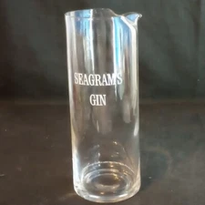 Vintage Seagrams Gin Martini Mixing Glass/Pitcher Barware Crisp Graphic 7.75" 