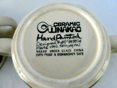 新品未使用　CERAMIC NAKAO プレート 2枚セット 1972年製 Retro Japanese 1972 Nakao Ceramic Pottery Bowls Cups w/Handles Set