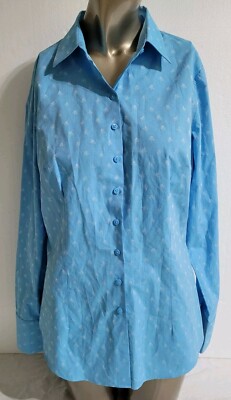 Hawes & Curtis Fitted Button Up Shirt Women s Size UK 14 Maya Blue Top 