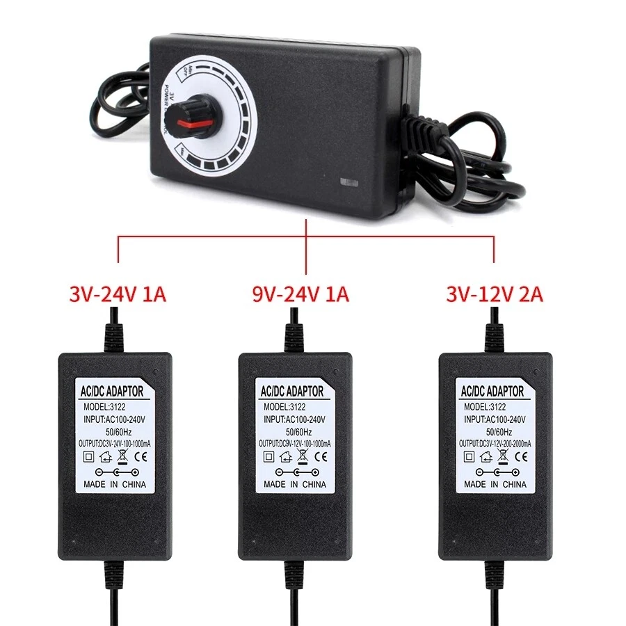 Adjustable Power Supply AC100V-240V TO DC 3-12V 3-24V 1A 3A 5A Universal Adapter - Image 4 of 4