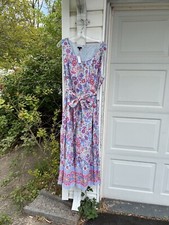 NWT Talbots Pretty Blues Multicolor Floral Lined MIDI Dress 20W