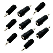 10pcs 3.5mm Male Mono to 5.5mm x 2.1mm Female DC Power Adapter Jack Connector