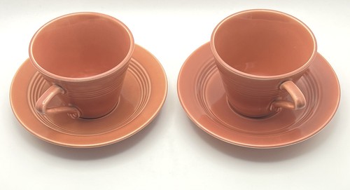 Homer Laughlin Harlequin Rose Ceramic Cup and Saucer Set of 2