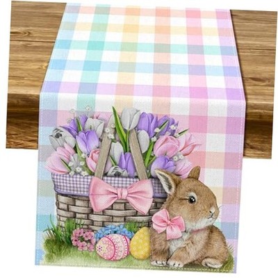  Easter Table Runner Buffalo Check Plaid Spring Theme Party 13'' x 72''