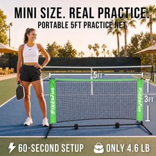 Versatile 5 FT Mini Pickleball Practice Net - Indoor Outdoor Use, Easy Storage
