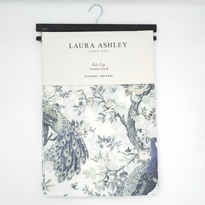 Laura Ashley Belvedere Peacock 2 Window Curtains Panel Set Blue Turquoise 38x84