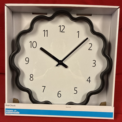 12'' Wavy Wall Clock Black Room Essentials New In Box