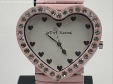Stainless Steel Betsey Johnson Pink Crystal Heart Watch