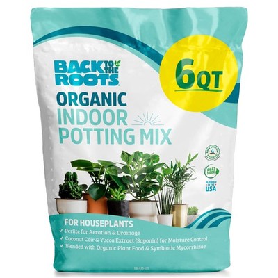 Back to the Roots 100% Organic Indoor Potting Mix (6 6 Quart, Soil