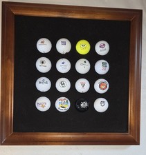 16 Golf Ball Display Case Wall Rack Holder Solid Wood Frame