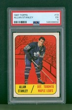 1967 Topps Hockey Card - #13 Allan Stanley, PSA 5 EX