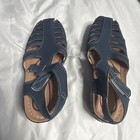 Women’s Blue Strappy Sandals Adjustable Hook & Loop Closure Solid Casual — photo 1